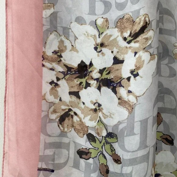 Dana Buchman Floral Monogram Pink & Gray Wrap 42” Versatile Feminine Summer NWOT